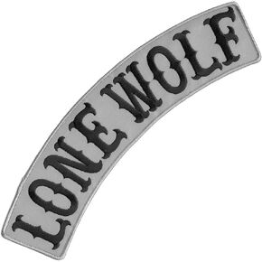 VEGASBEE Lone Wolf Patch Embroidered Iron-On Patch Biker Jacket Rider Vest TOP Rocker 12" USA Original (Black-White)