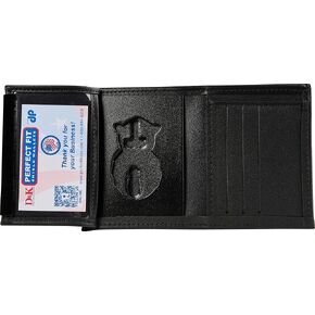 Perfect Fit Shield Wallets USAF SP Air Force Security Police Badge and ID Case Hidden Badge Bi-Fold Style Wallet (Cutout DK-197) Black Leather