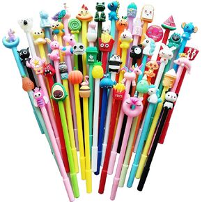 sencoo Cute Cartoon Erasable Blue Gel Ink Pens Kawaii Pens for Birthday Present School Prize Students Gift Kids Pens Random Style (100 pens + 100 refill + 1 notebook)