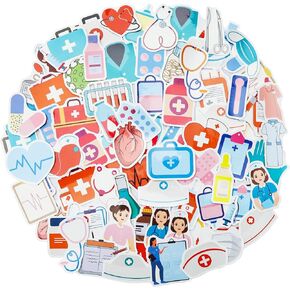 100 Pack Nurse Stickers, Medical Healthcare Doctor Party Favors Gift, Birthday Decorations