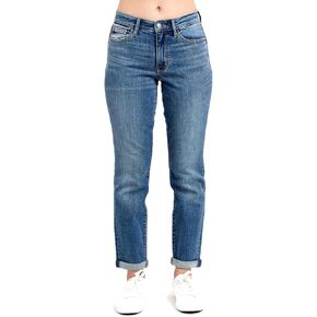 Judy Blue Women's Mid Rise Stretchy Boyfriend Jeans