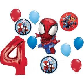 Spidey and His Amazing Friends 4th Birthday Party Supplies 11pc Balloon Bouquet Decorations