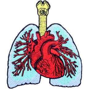 The Lung and Heart Patch Embroidered Applique Badge Iron On Sew On Emblem