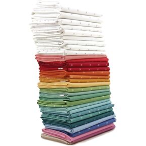Bee Cross Stitch Fat Eighth Bundle (31 Pieces) by Lori Holt for Riley Blake 9 x 21 inches (22.86 cm x 53.34 cm) Fabric cuts DIY Quilt Fabric