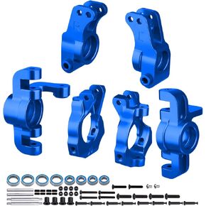Aluminum Front Spindle and Carrier Set Steering Blocks Knuckles & Rear Hub Set Stub Axle Carriers for 1/10 Losi Tenacity TT Pro 4WD SCT DB Pro Lasernut U4, Replaces LOS234018 LOS234020 (Red)