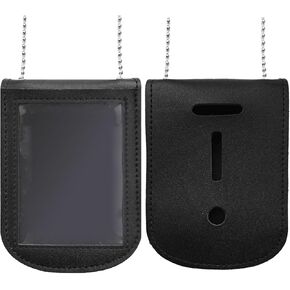 Police Badge Holder with Neck Chain，Universal Leather ID Badge Holder, Security Card Holder with Inside ID Storage, for Security, Law Enforcement Police Badge Holder (Rectangular)