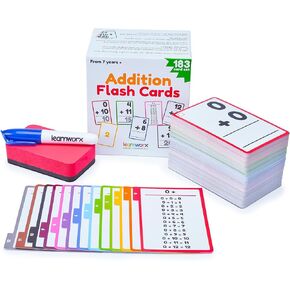 Addition Flash Cards 1st Grade | 183 Math Flash Cards for Kids Ages 4-8 | 1st 2nd & 3rd Grade | Math Flash Cards 2nd Grade | Learn Math for Kids Addition Flashcards Facts 0-12 | Family Bulk Set