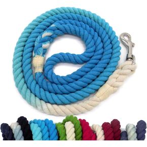 Sier 5ft Ombre Rope Dog Leash Braided Cotton Heavy Duty Strong Durable Multi-Colored (Turquoise)