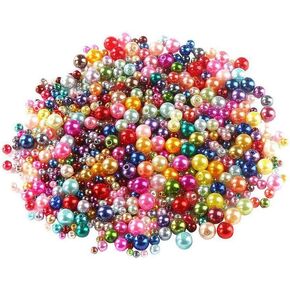 DIYASY 750 Pcs Round Plastic Pearl Beads Colored Mixed Size Craft Beads with Holes for Bracelets and Jewelry Making 4,5,6,8,10MM.