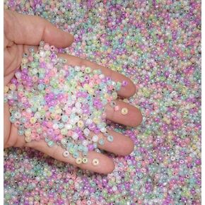 Seed Beads 6/0 4mm Glass Pony Beading DIY Craft Jewelry Making Assorted Mixed Colors, Large Bulk Set of Beads (Pastel Colors 3/4 Pound)