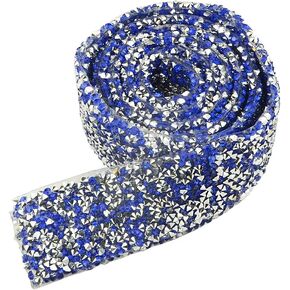 XINGYHENG 3cm Wide 2 Yard Rhinestone Diamond Ribbon Diamond Belt Glue Patch Decorated Diamond Net for Crafts Project Birthday Decorations Furniture Headboard Clothing(Blue)