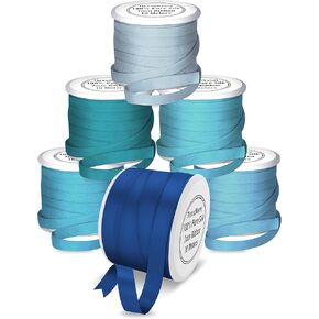 New 7mm Size ThreadNanny 6 Spools of 100% Pure Silk Ribbons - Blue Tones - 60 Meters x 7mm