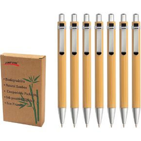 JINFUSI Bamboo Retractable Ballpoint Pen(12 pack),Black ink 1mm Sustainable Pens for Journaling Writing Office Supplies Eco Friendly Products Set Pens