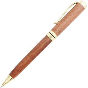 Gullor Handcrafted Rosewood Retractable Ballpoint Pen, Natural Wood Pen, Gold Clip