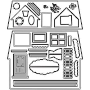 Silver Cutting Dies Mould Metal Cutting Dies Creative Christmas Greeting Die Cut Stencil Metal Template Mould Cut Dies for DIY Scrapbook Album Paper Card Making Die-Cutting and Embossing (House)
