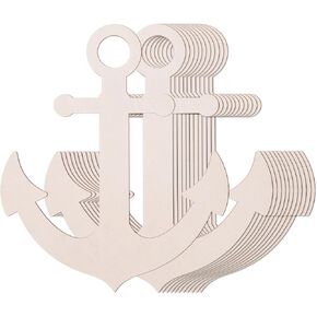 AWIZOM 12 Pcs Wooden Anchors for Crafts Unfinished Wooden Nautical Anchor Cutouts Blank Wood Anchor Signs 9.84x11.81 Wooden Slices for DIY Projects,Door Hanger,Sign Making,Summer Decor,0.2" Thick