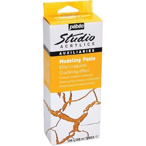 Pebeo Phase Kit-2 Tubes 100 ml + 250 ml Studio Acrylics Modelling Paste Crackled Effect White, Small