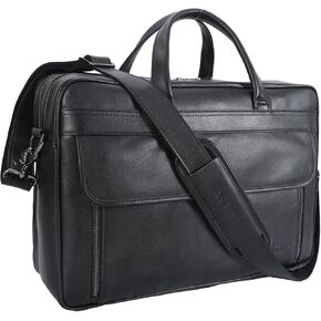 STAR VISTA Sforza Large 18" Laptop Messenger Bag, Full Grain Leather Briefcase for Men, Business Travel, YKK Zippers and Brass Hardware, Fits 17.3" Laptop