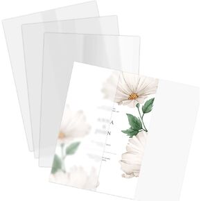 Vellum Jackets - 50 Pack Folded Vellum Jacket for 5 x 7 Invitations, Translucent Vellum Paper for Invitation, Greeting Cards, Photo Prints