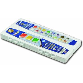 Prang Half Pan Watercolor Paint Set with Brush and Lid, Refillable, 16 Assorted Colors, (01600), 18 Piece Set