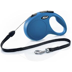 FLEXI New Classic Retractable Dog Leash (Cord), 26 ft, Small, Blue