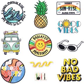 10 Pieces Embroidered Iron On Patches DIY Accessories, Bright Colors Cute Iron On Patch Applique for Clothes, Dress, Hats, Jeans, Bag, Backpack, DIY Accessories Embroidered Iron on Patches