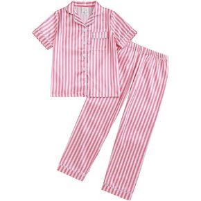 MyFav Pajama Set for Girls Button Down Silky Kids Sleepwear Nightwear Loungewear Clothes Set in Kuwait