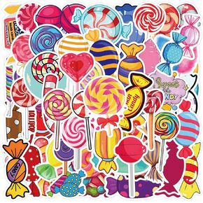 Cute Candy Stickers Pack 55PCS Cartoon Sweet Stickers Gifts for Kids Girls Boys, Kechup Waterproof Vinyl Dessert Stickers for Water Bottles Journaling Luggage Party Supplies