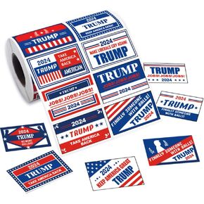 1000Pcs Trump 2024 Stickers - Trump 2024 Flag Stickers, Take America Back, 2024 Presidential Election Stickers, Trump Bumper Sticker, Trump Merchandise, 500pcs/roll, Total 1000pcs (Stickers-2 Rolls)