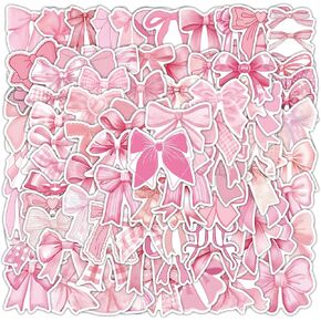 103Pcs Pink Bow Stickers Water Bottles Cute Patterns Self-Adhesive Dampproof Vintage Aesthetic Stickers Laptop Phone Journal,Bow Knot Decal Decor Stickers Gifts for Kids Girls Women
