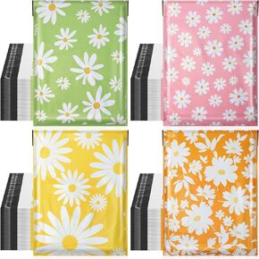 80 Pcs Cute Poly Mailers Bulk 10 x 13 Inch Fancy Daisies Shipping Bags Designer Poly Mailer Spring Colors Chrysanthemum Printed Packaging Bags Large Mailing Envelopes for Business(Daisy)