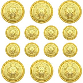 14 Pieces Metal Blazer Buttons 15mm 23mm Gold Buttons for Blazers, Suits, Coats, Jackets