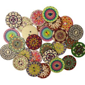 30 عبوة 2 بوصة (50 مم) أزرار حرفة خشبية كبيرة نمط ، للخياطة ، الحرف اليدوية (2 بوصة) (ب) in Kuwait
