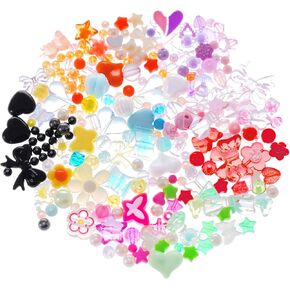 200pcs Assorted Acrylic Beads for Bracelet Making Flower Butterfly Star Heart Round Candy Beads Cute Bracelet Charms for DIY Crafts Keychain Jewelry Making (10 Candy Colors)