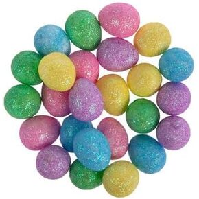 Tiny Foam Eggs for Easter Crafts, Decor, and More - Pastel with Glitter - 5/8 Inch - 25 Pieces