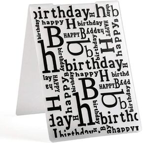 Happy Birthday Plastic Embossing Folder for Card Making,Reusable Birthday Wishes Embossing Folder Stencil BorderScrapbook Paper Mold for Paper Card Making