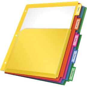 Oxford Expanding Plastic Binder Dividers, Divider for 3 Ring Binder, Flexible Front Expanding Pockets, 8 Tab, Insertable Multicolor Tabs, Letter Size, 3 Sets (89605)
