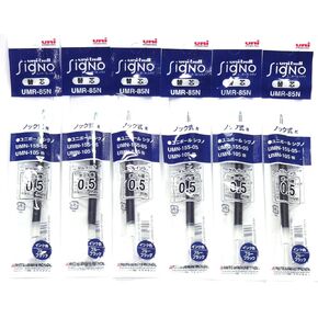 Uni Ballpoint Pen Blue Black Ink Refills(UMR85N.64), 0.5mm, for Signo 207 Retractable Pen(UMN-207-05) ,× 6 Pack/total 6 pcs