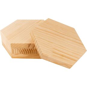 4PACK 6 inch Hexagon Wooden Plaque, 3/4 Inch Thick Unfinished Wooden Plaque, Natural Pine Wood Base for Craft Projects, Sign, Painting, Woodcarving, Engraving
