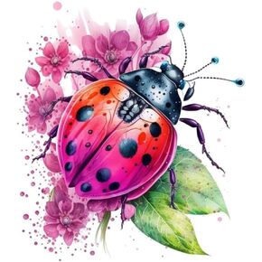 PFFNGPEN Diamond Painting Kits for Adults, 5D DIY Ladybug Diamond Art Kits for Beginners, Full Drill Round Diamond Art for Home Wall Decor, Flower, 12x12 inch
