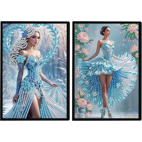 DCIDBEI Diamond Notebook 2PCS Diamond Painting Notebooks Diamond Art Notepad Diary Journal Book Diamond Painting Sketchbook A5 Blank Diamond Painting Writing Pad Princess Ballet Ballerina
