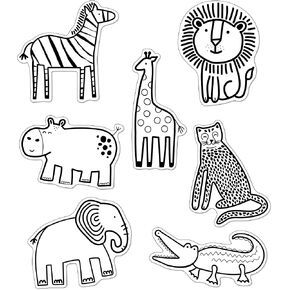 Schoolgirl Style Simply Safari 36-Piece Black and White Animal Bulletin Board Cutouts, Animal Cutouts for Bulletin Board, Safari Animal Cutouts, Simply Safari Classroom Décor