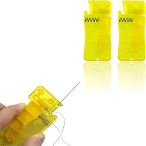 2Pcs Automatic Needle Threader,Manual Plastic Needle Threader,Easy Threading Needle Threader,Quick Threading Aid Machine Sewing Accessories Threaders Sewing Tools（Yellow 7 * 3cm）