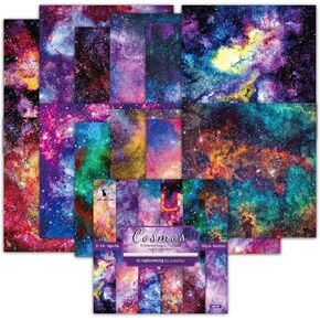 6×6 Galaxy Scrapbook Paper Origami Papers Pad- 24 Sheets Single-Sided Colored Galaxy Decorative Craft Patterned paper for Kids DIY Cardmaking journaling.(Cosmos)