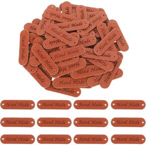 100pcs مصنوعة يدويًا علامات جلدية مصنوعة يدويًا من الكروشيه مع ثقوب للعناصر المصنوعة يدويًا علامات جلدية مزورة من الألياف الدقيقة لقبعات الحياكة الكروشيه DIY Supplies