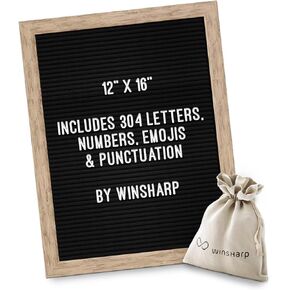 Black Felt Letter Board | Classy Dark Stained Wooden Frame with White Letters | Premium Changeable Sign Boards for Home Decor Motivational Quotes Baby Announcement Price List Message Letterboard With