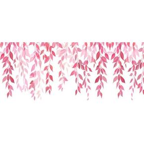 Pink Gradient Aquarium Background, Art Flower Themed Fish Tank Background, Nature Green Plant Terrarium Background 24X16IN with 8 EVA Double-Sided Tape