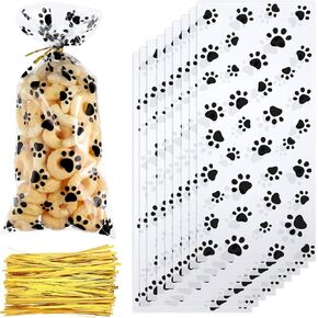 iNINGER 50 Pieces Bear Baby Shower Treats Cellophane Bags Plastic Goodie Candy Bags with 50 Gold Twist Ties Gift Bags for Gender Reveal Birthday Party Favors Baby Shower Treat Candy Gift Bags
