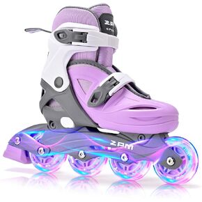 2PM SPORTS Inline Skates with Light Up Wheels, Roller Skates for Boys Girls Kids Ages 5-8 8-12 4-6 6-12, Size Adjustable Beginner Blades Skates for Youth Women Beginner Friendly