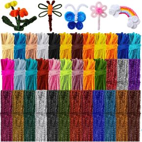 1800 PCS أنابيب منظفات 6 مم من 12 بوصة تشنيل سيقان أنابيب أنابيب أنابيب لوازم الفن لوازم فنية للأطفال البالغين ديكورات إبداعية ، 36 ألوانًا متنوعة